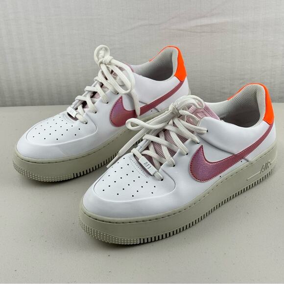 Nike Air Force 1 Sage Low White Leather/Digital Pink Sneakers Women’s 10 EUR 42 - Picture 3 of 10